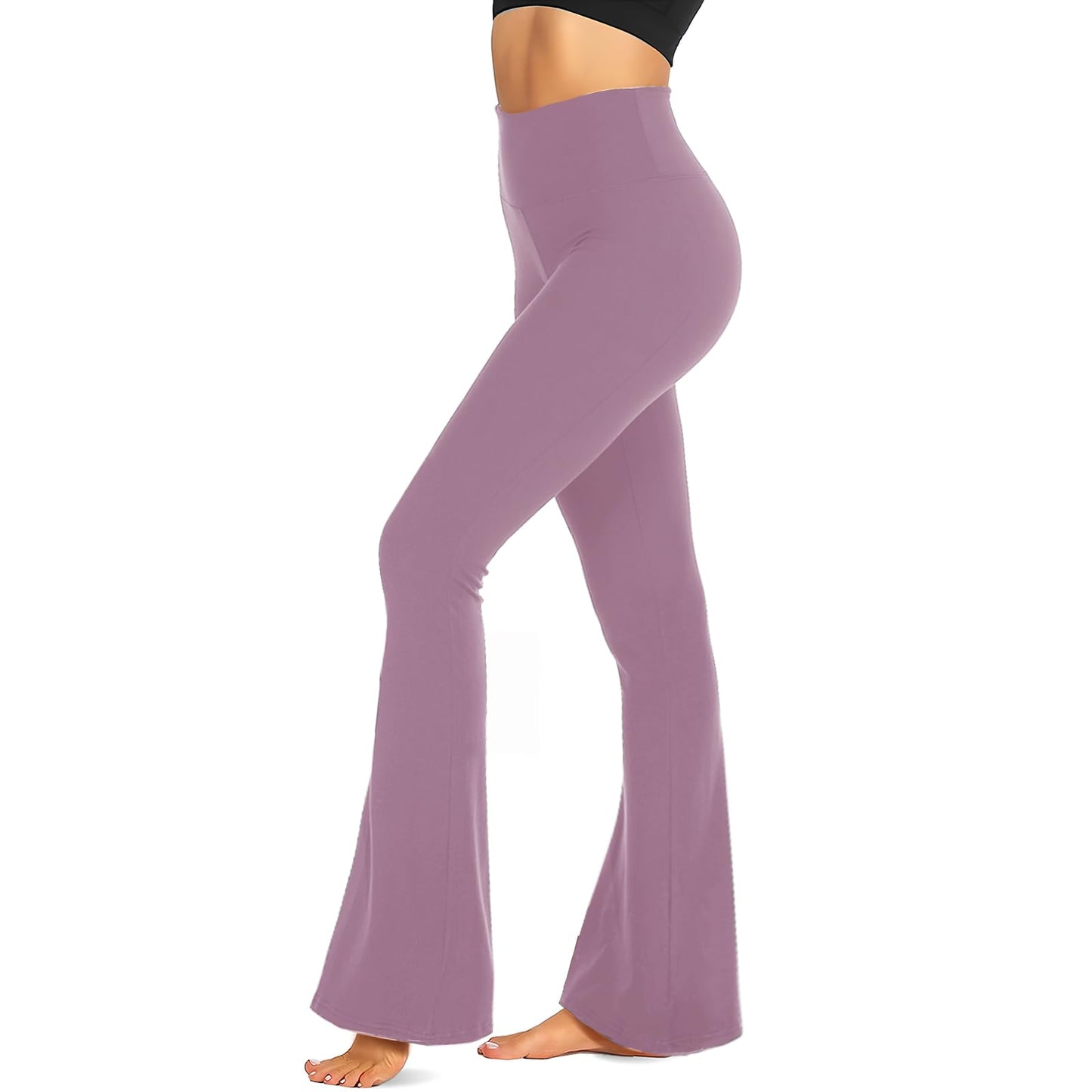 TNNZEET Black Flare Leggings for Women, Crossover Yoga Pants with Pockets Bootcut Flared Leggings