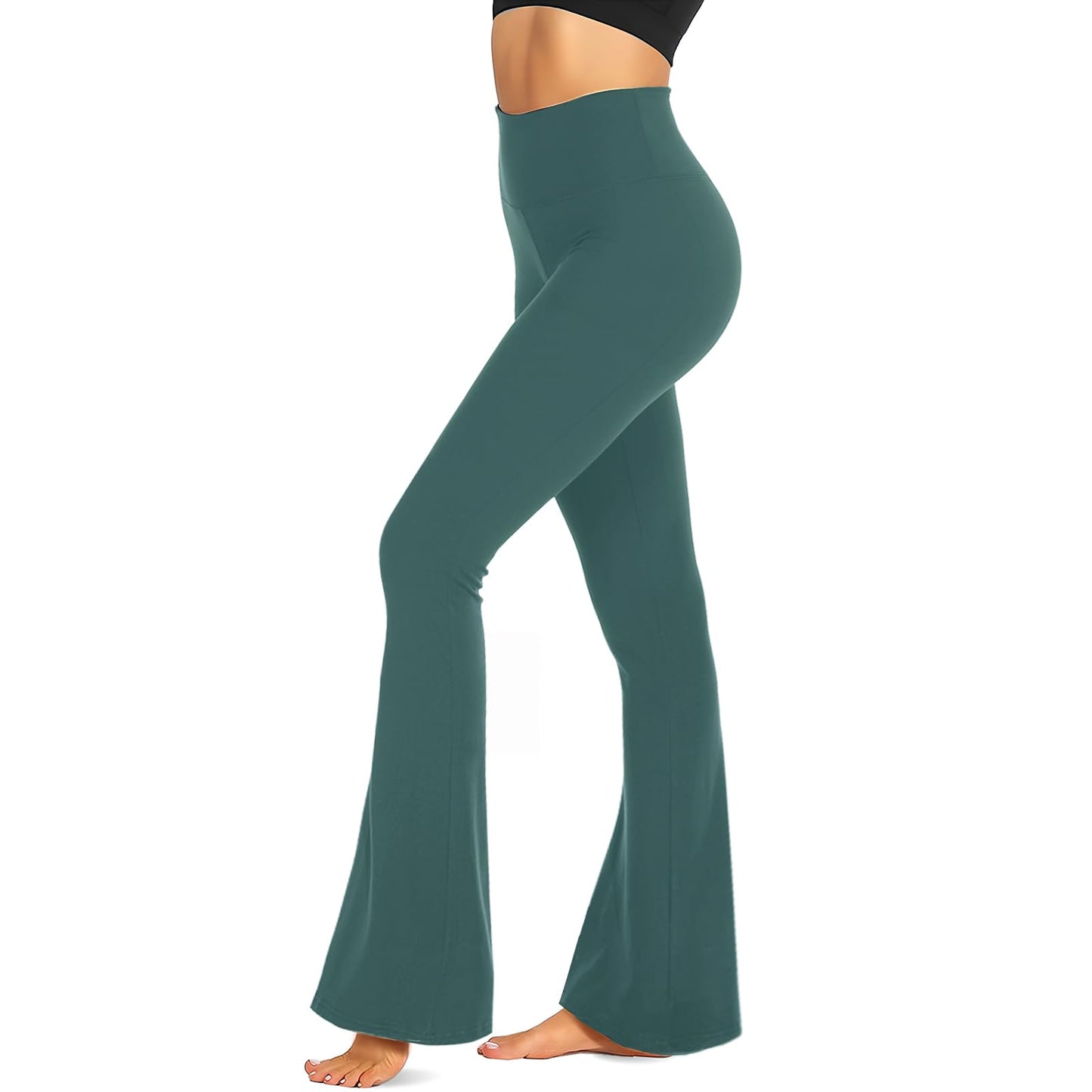 TNNZEET Black Flare Leggings for Women, Crossover Yoga Pants with Pockets Bootcut Flared Leggings
