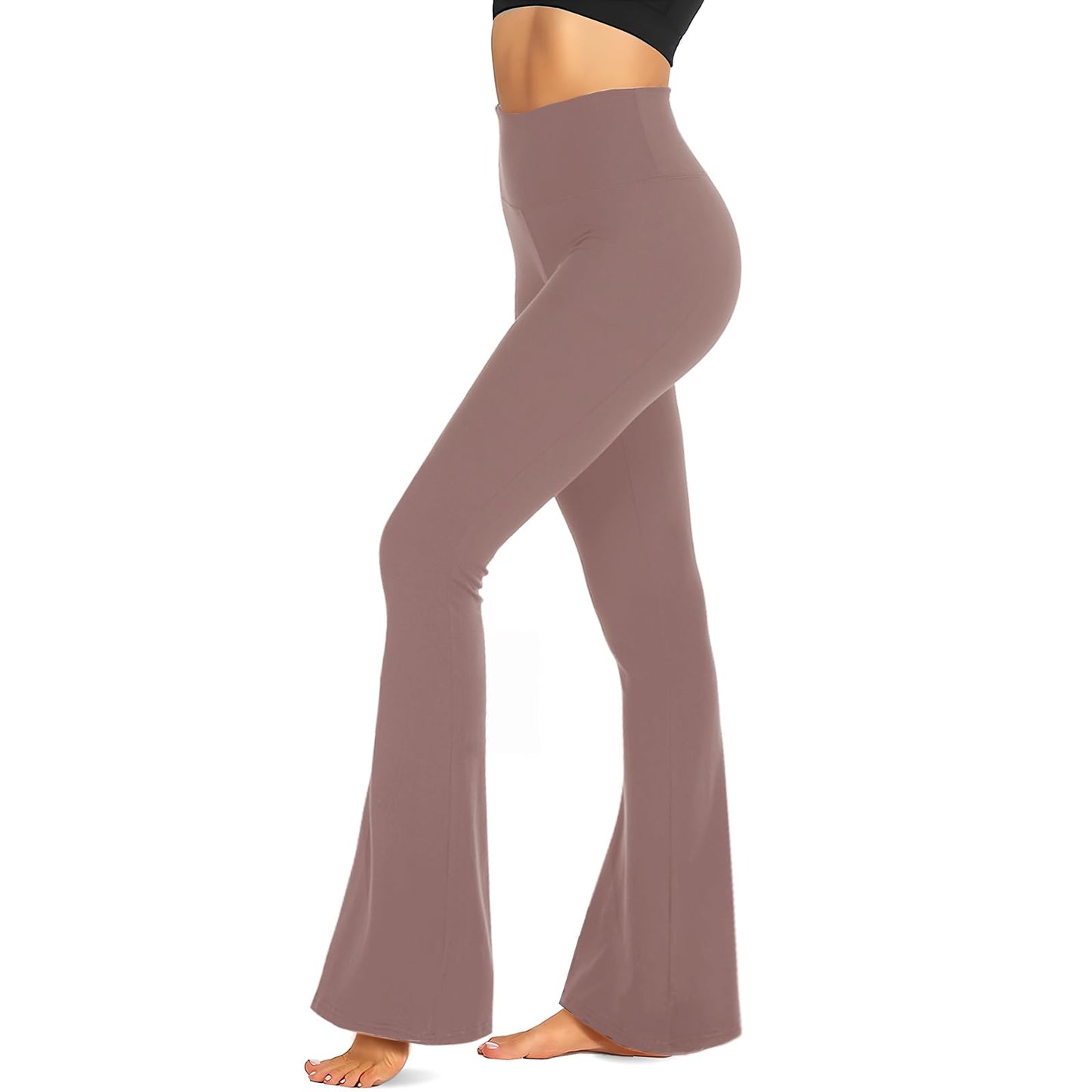TNNZEET Black Flare Leggings for Women, Crossover Yoga Pants with Pockets Bootcut Flared Leggings