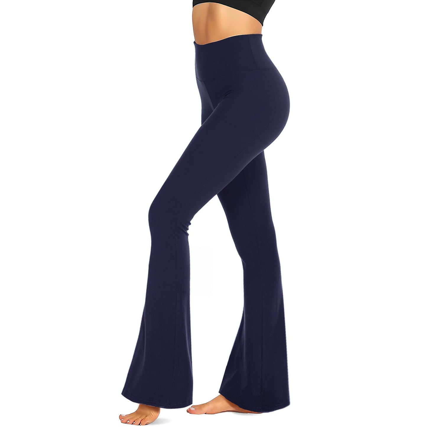 TNNZEET Black Flare Leggings for Women, Crossover Yoga Pants with Pockets Bootcut Flared Leggings