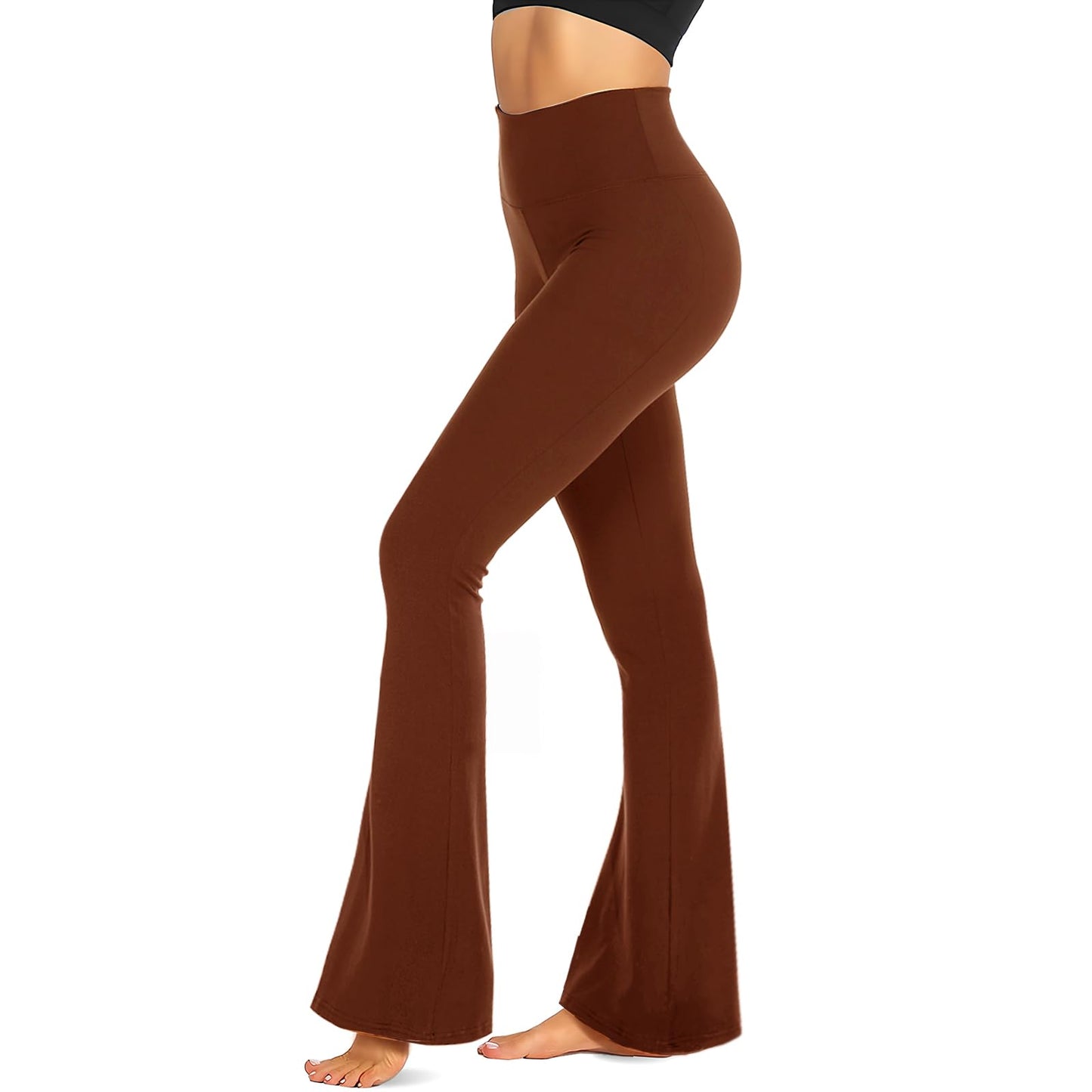 TNNZEET Black Flare Leggings for Women, Crossover Yoga Pants with Pockets Bootcut Flared Leggings