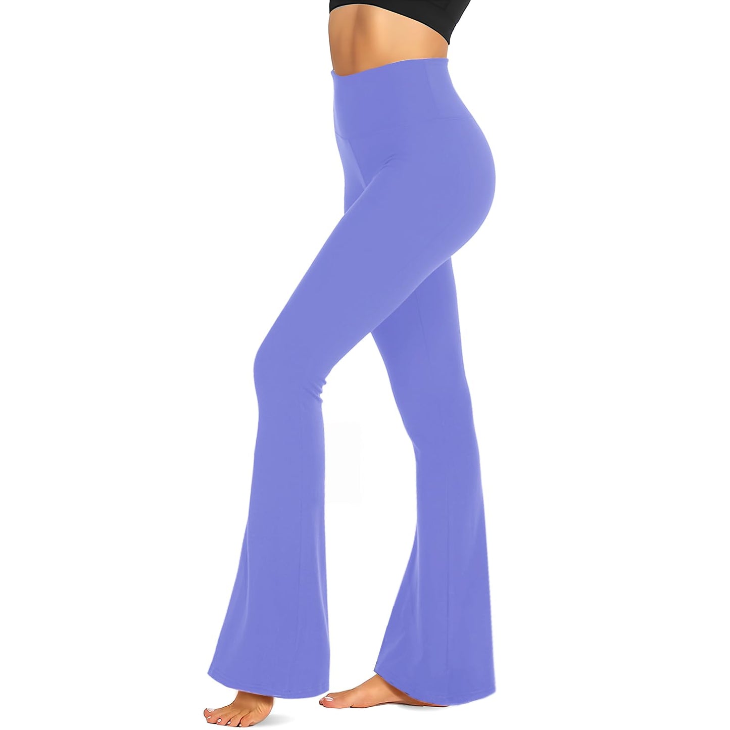 TNNZEET Black Flare Leggings for Women, Crossover Yoga Pants with Pockets Bootcut Flared Leggings