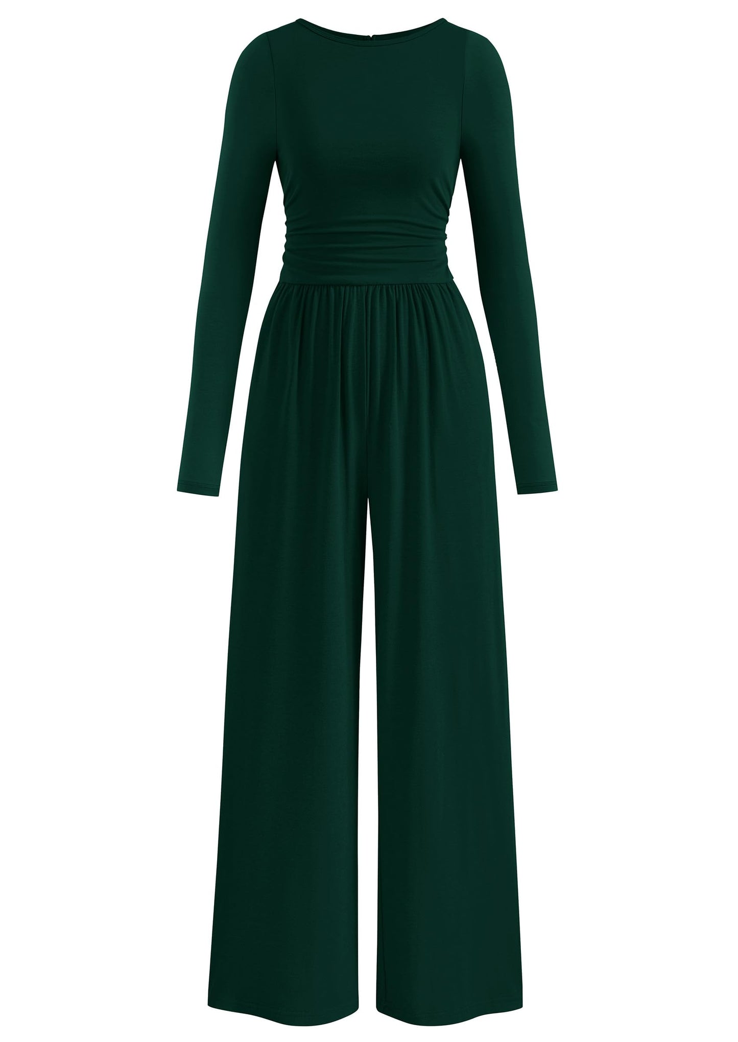 PRETTYGARDEN One Piece Jumpsuits for Women Dressy Casual Long Sleeve Crewneck Wide Leg Romper Overalls Fall Outfits 2025