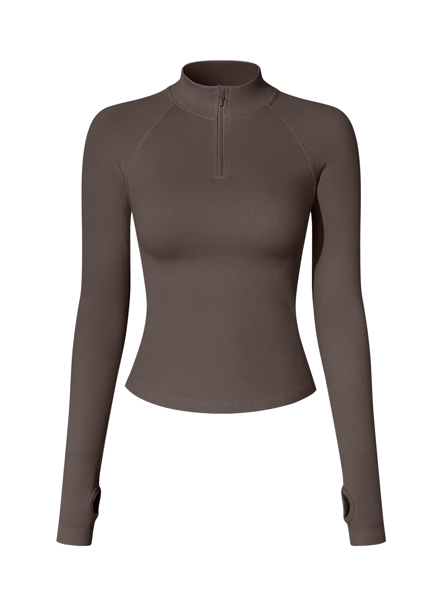 OQQ Workout Shirts Women Long Sleeve Yoga Tops Impact Half Zippy Tunics Running Shirts