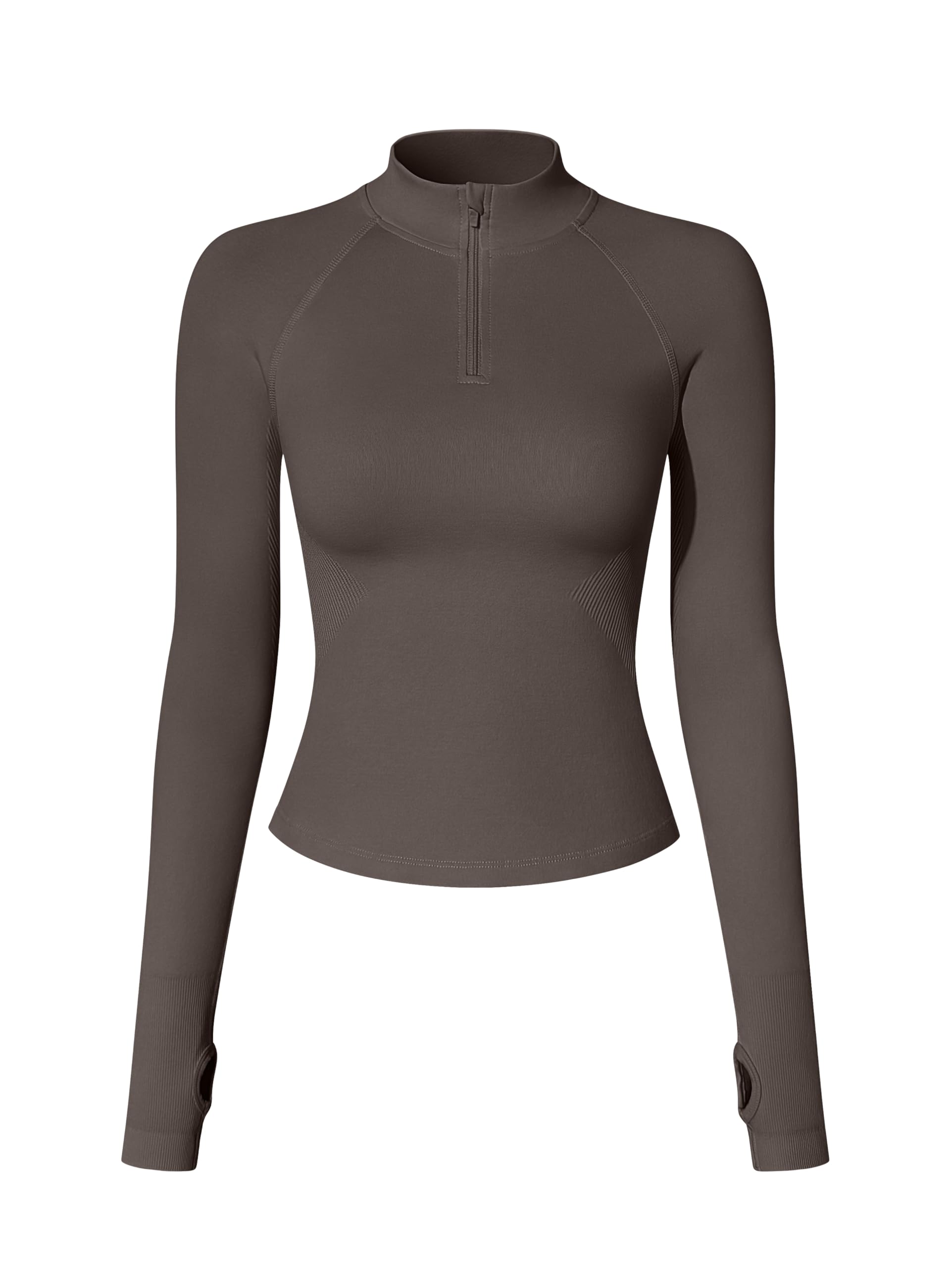 OQQ Workout Shirts Women Long Sleeve Yoga Tops Impact Half Zippy Tunics Running Shirts