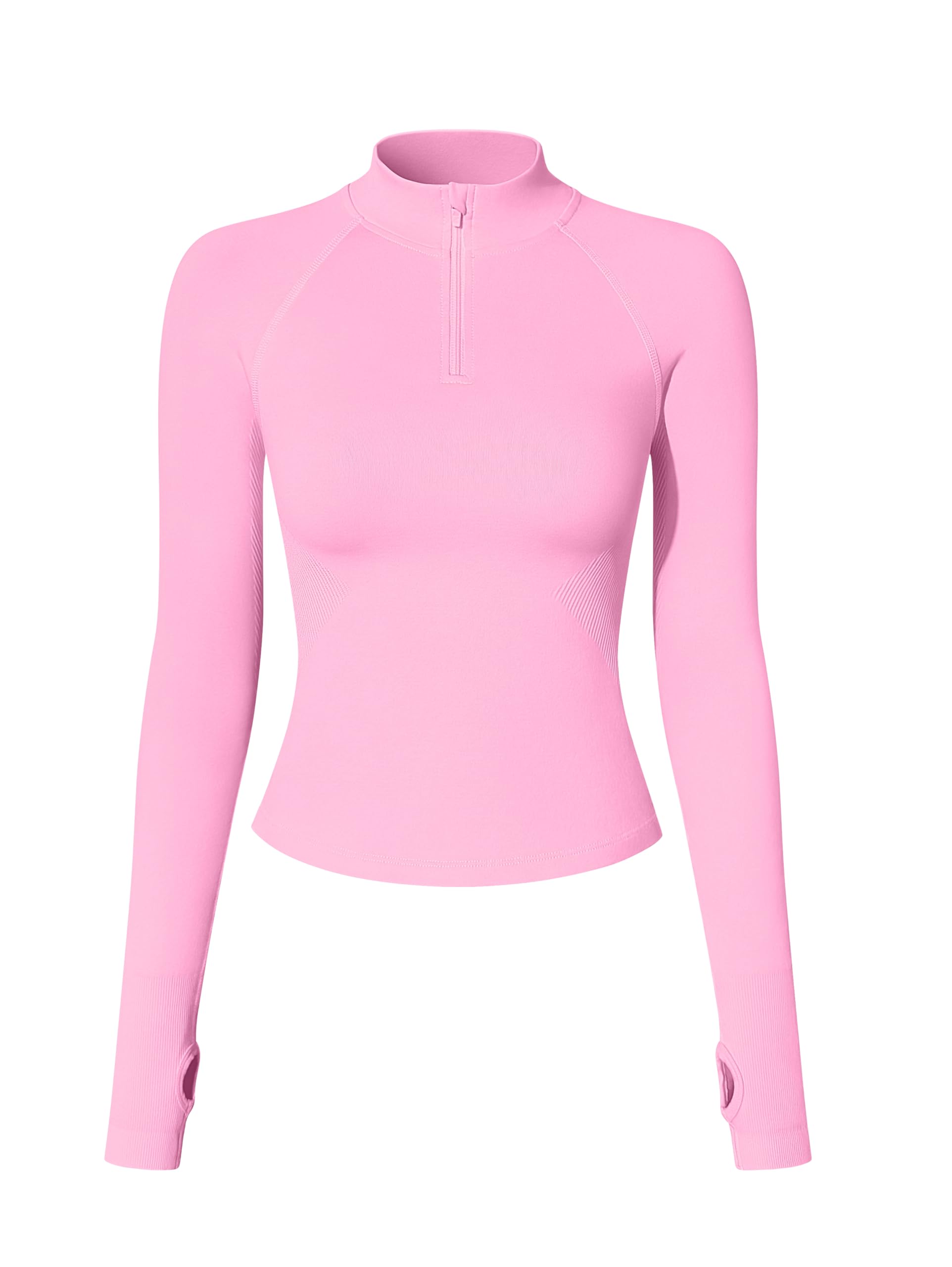 OQQ Workout Shirts Women Long Sleeve Yoga Tops Impact Half Zippy Tunics Running Shirts