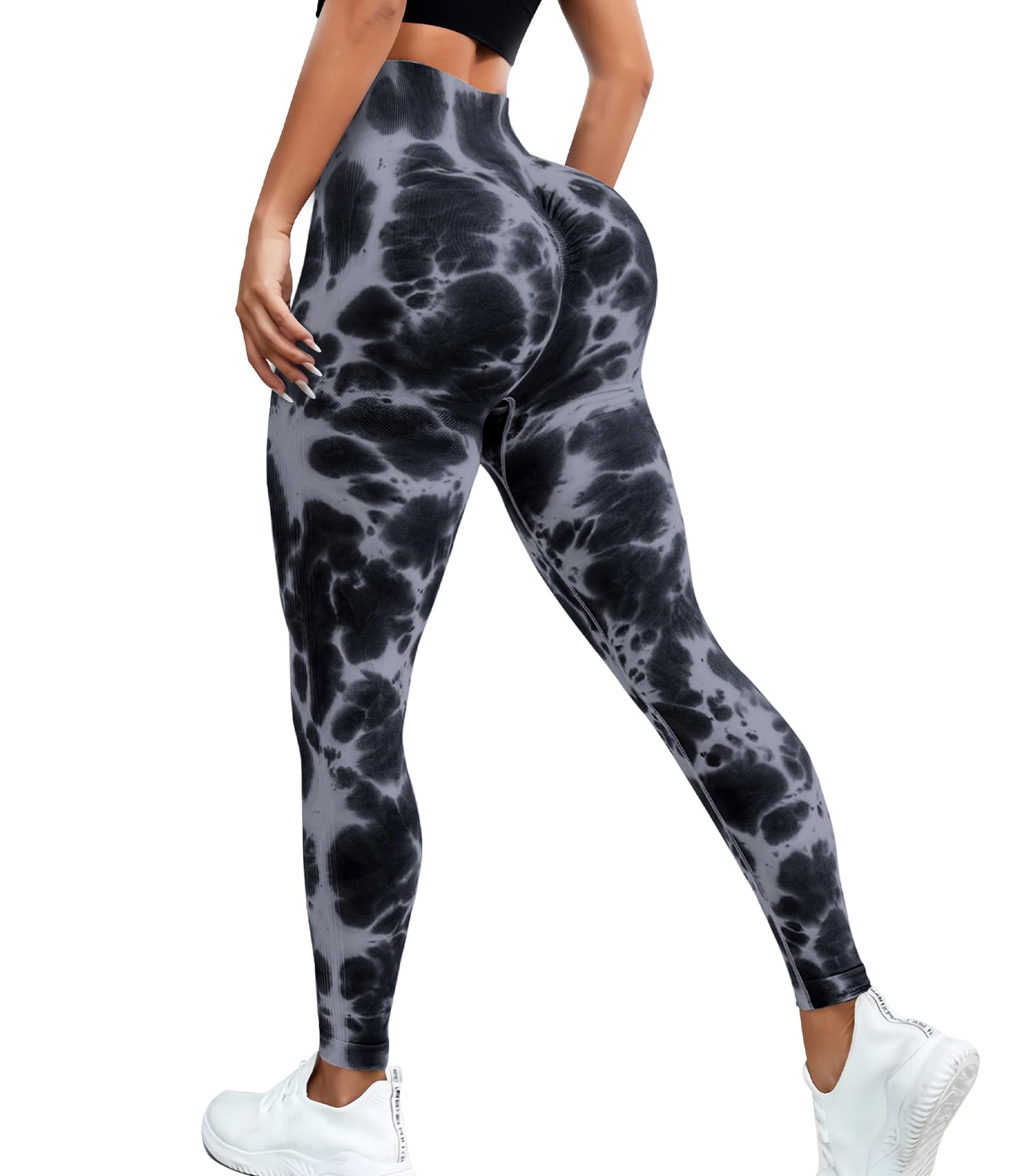 JGS1996 Tie Dye Hidden Scrunch Leggings for Women Tummy Control Butt Lifting Yoga Pants High Waist Compression Workout Tight