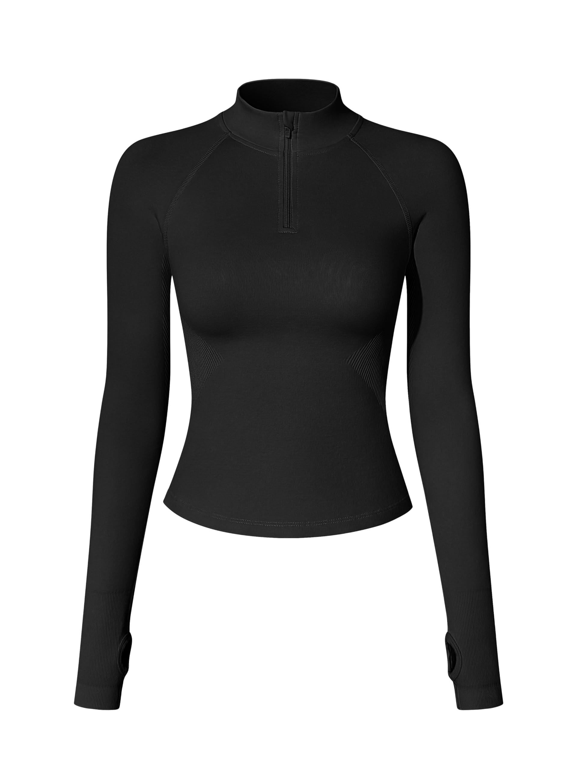 OQQ Workout Shirts Women Long Sleeve Yoga Tops Impact Half Zippy Tunics Running Shirts