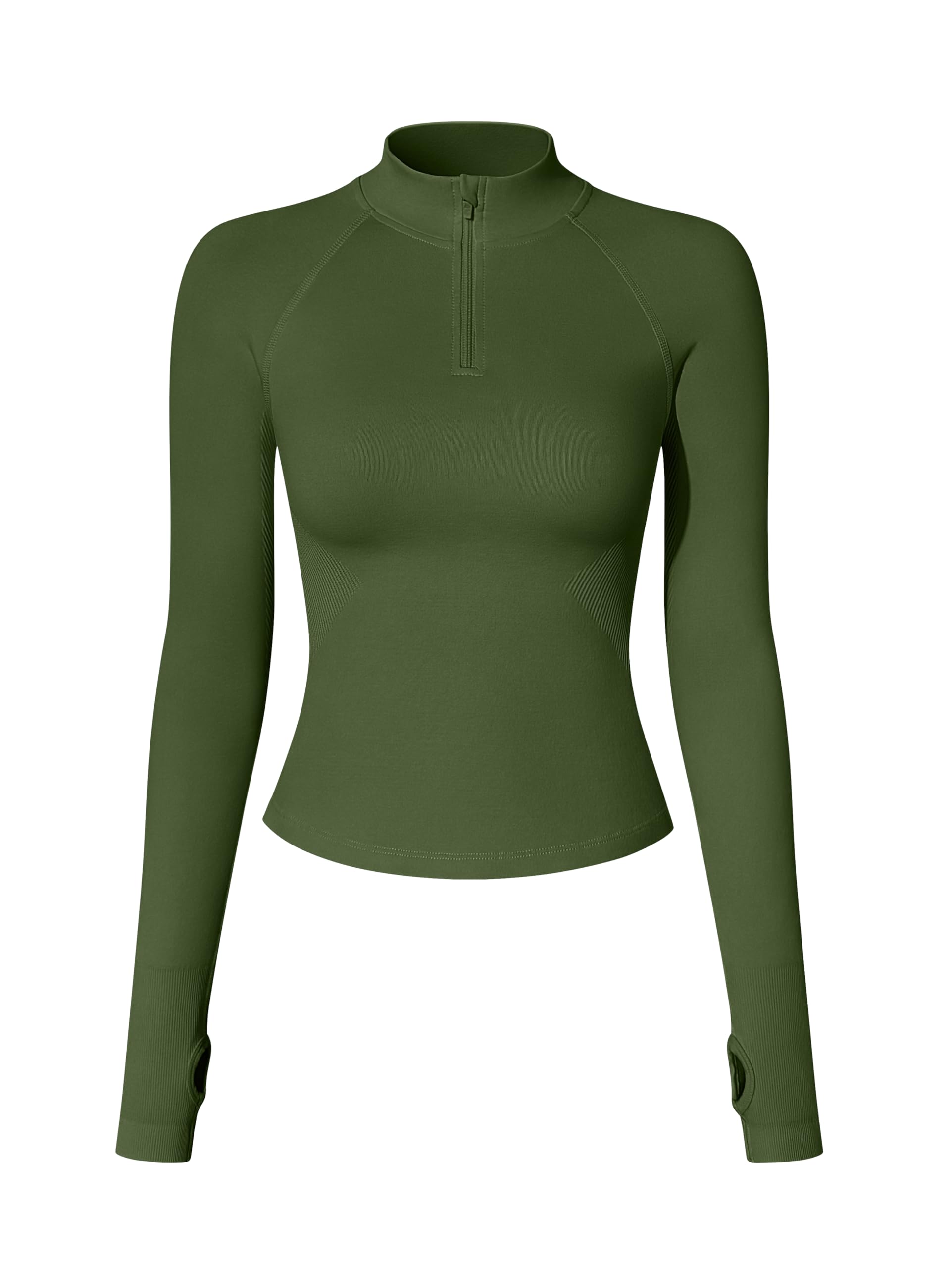 OQQ Workout Shirts Women Long Sleeve Yoga Tops Impact Half Zippy Tunics Running Shirts