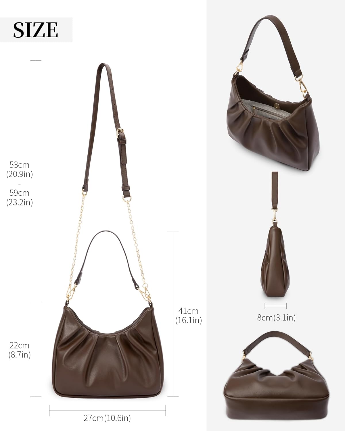 LIVACASA Shoulder Bags for Women, Cute Soft Small Clutch Purses,PU Leather Hobo Crossbody Tote Dumpling Bags with Pockets