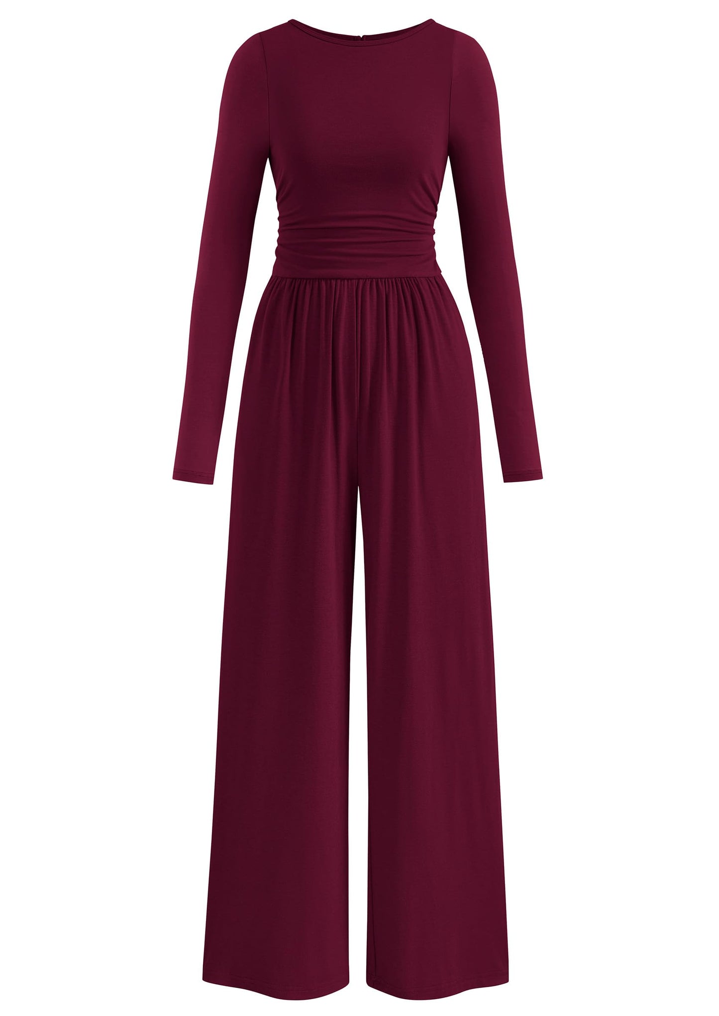 PRETTYGARDEN One Piece Jumpsuits for Women Dressy Casual Long Sleeve Crewneck Wide Leg Romper Overalls Fall Outfits 2025