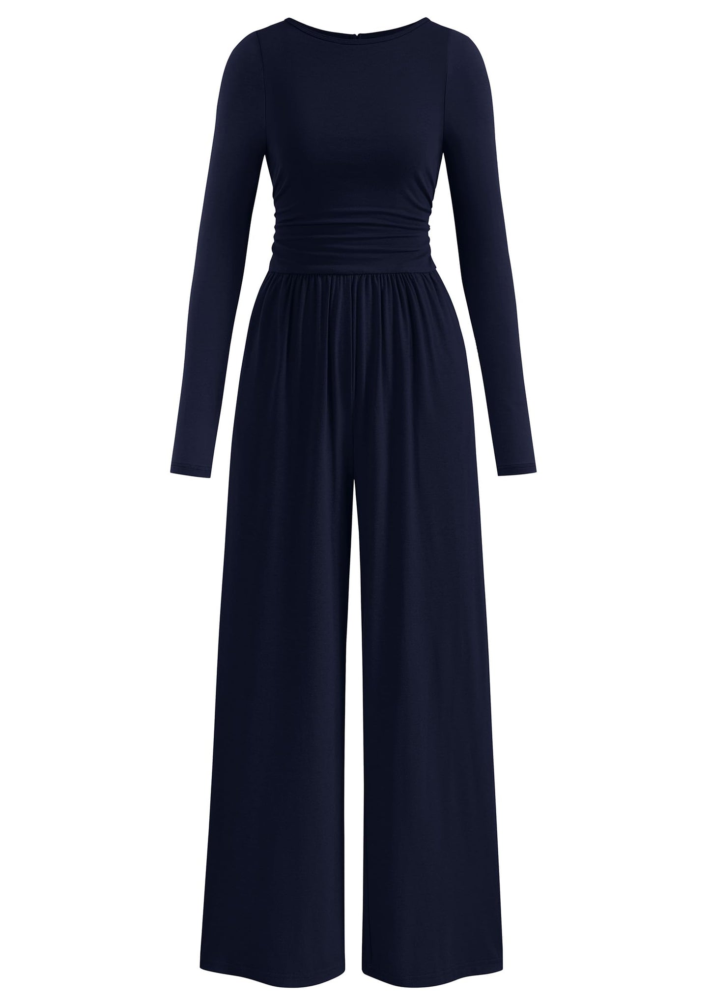 PRETTYGARDEN One Piece Jumpsuits for Women Dressy Casual Long Sleeve Crewneck Wide Leg Romper Overalls Fall Outfits 2025