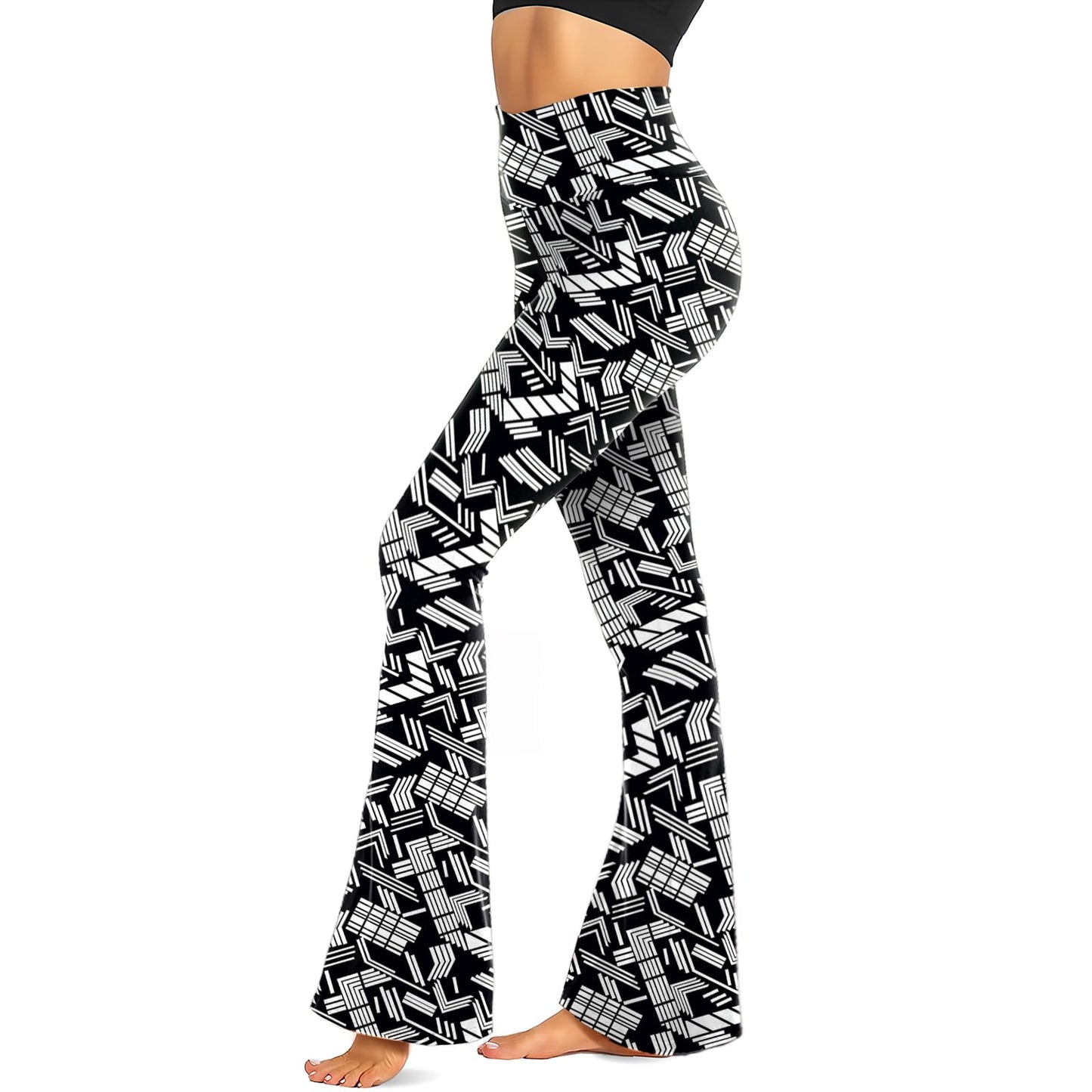 TNNZEET Black Flare Leggings for Women, Crossover Yoga Pants with Pockets Bootcut Flared Leggings