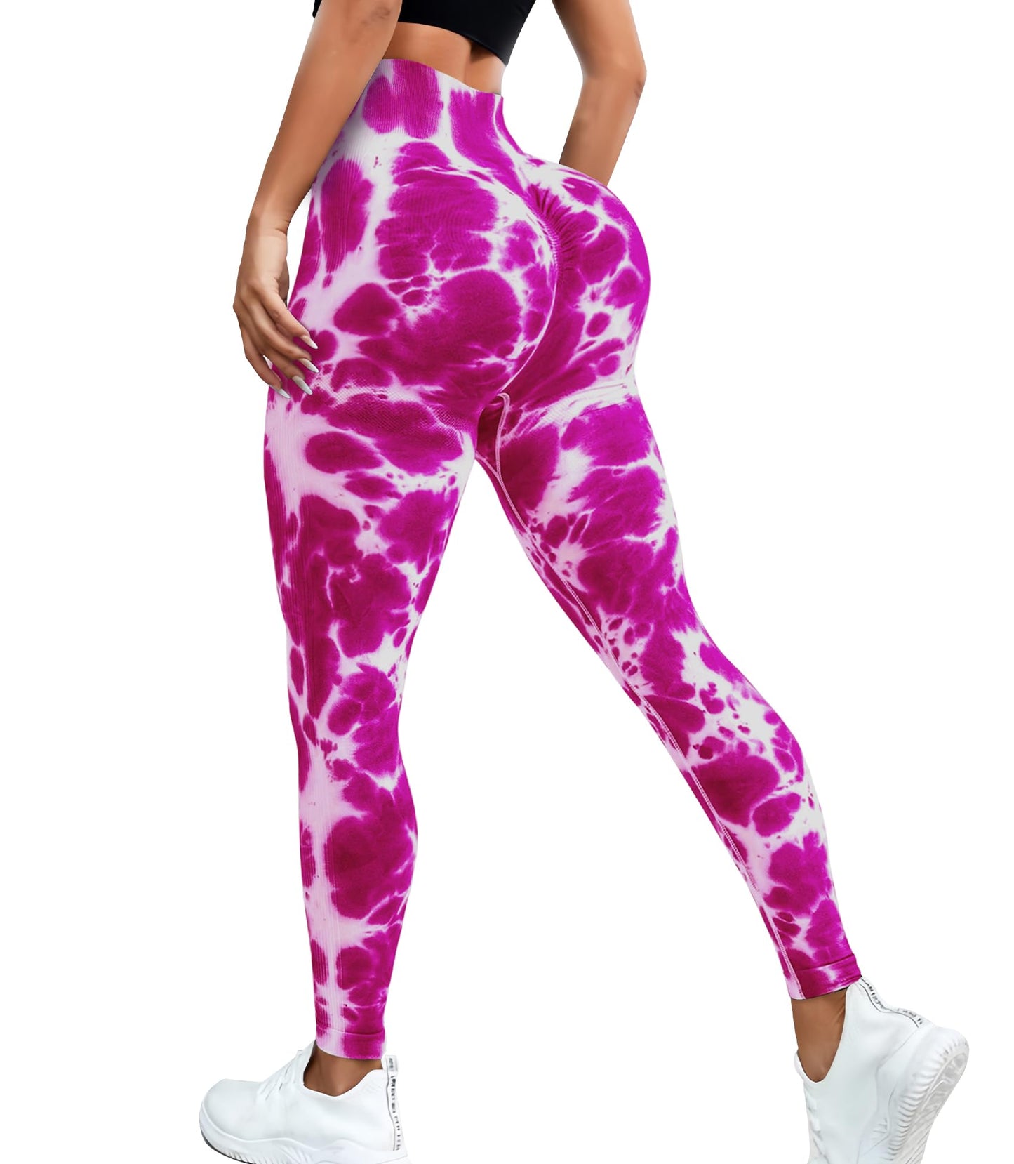 JGS1996 Tie Dye Hidden Scrunch Leggings for Women Tummy Control Butt Lifting Yoga Pants High Waist Compression Workout Tight