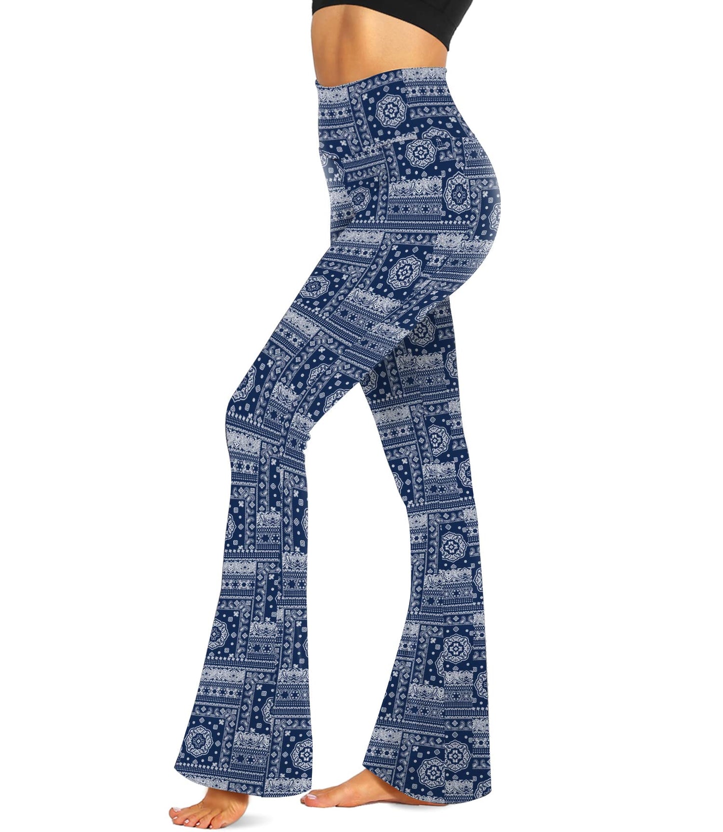 TNNZEET Black Flare Leggings for Women, Crossover Yoga Pants with Pockets Bootcut Flared Leggings
