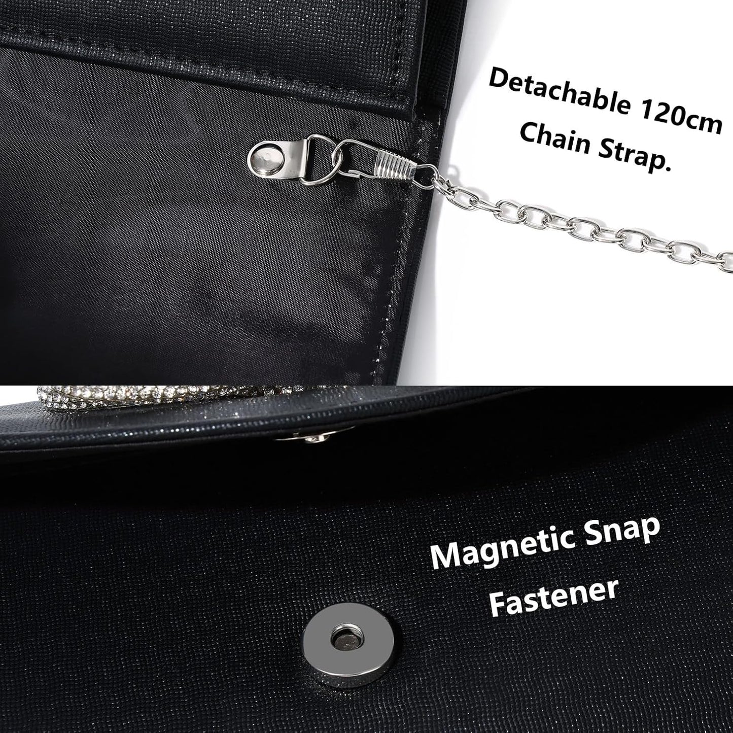 Gurina Evening Clutch Purses for Women Formal Party Clutch Bags Cocktail Prom Shoulder Handbags Shiny Crystal Bow Flap Purses