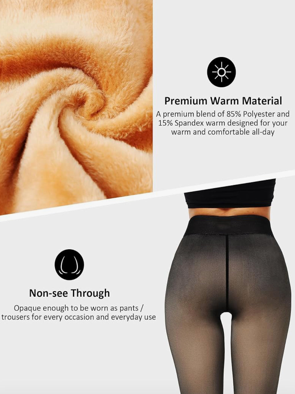 Warm Thermo Sheered Legging Pants High Stretch for Women