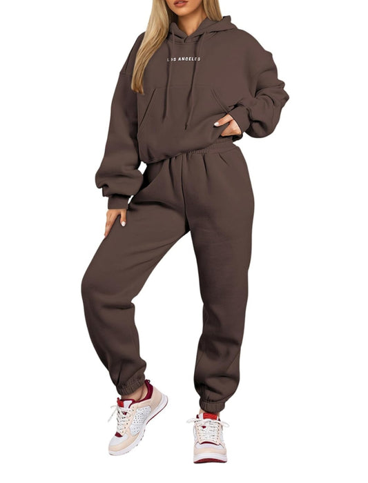 Womens 2 piece Outfit Set Sweatsuit Hoodie Long Sleeve Fleece