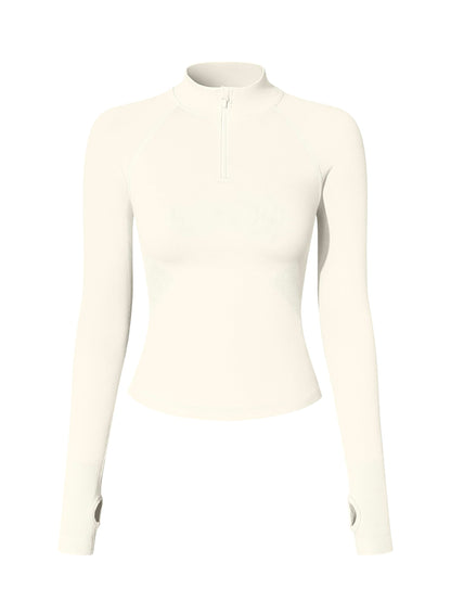 OQQ Workout Shirts Women Long Sleeve Yoga Tops Impact Half Zippy Tunics Running Shirts