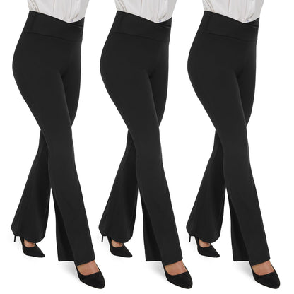 TNNZEET Black Flare Leggings for Women, Crossover Yoga Pants with Pockets Bootcut Flared Leggings