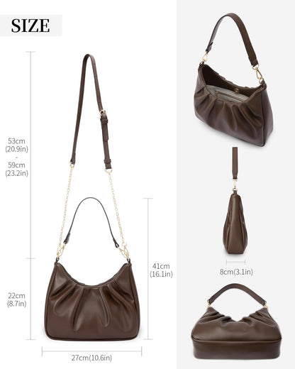 LIVACASA Shoulder Bags for Women, Cute Soft Small Clutch Purses,PU Leather Hobo Crossbody Tote Dumpling Bags with Pockets