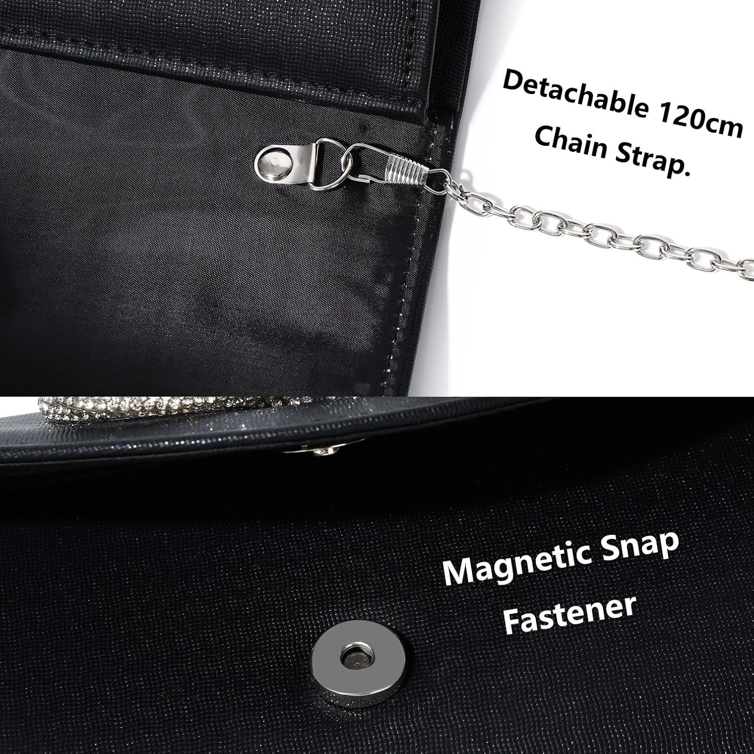 Gurina Evening Clutch Purses for Women Formal Party Clutch Bags Cocktail Prom Shoulder Handbags Shiny Crystal Bow Flap Purses