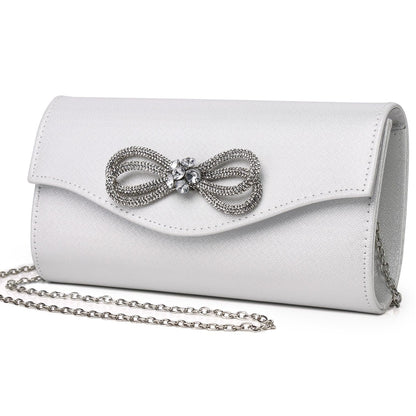 Gurina Evening Clutch Purses for Women Formal Party Clutch Bags Cocktail Prom Shoulder Handbags Shiny Crystal Bow Flap Purses