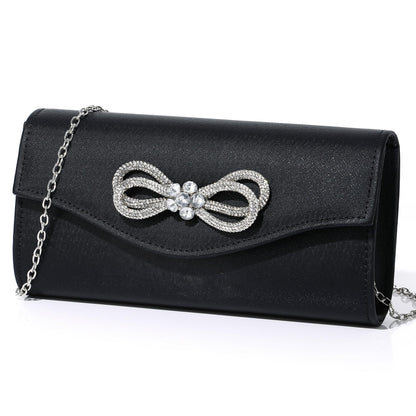 Gurina Evening Clutch Purses for Women Formal Party Clutch Bags Cocktail Prom Shoulder Handbags Shiny Crystal Bow Flap Purses